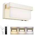 Battery Wall Sconce Champagne Gold Wall Light with On/Off Switch 8 inch LED Wall Lamp Acrylic Lampshade 3CCT Sconce Wall Lighting