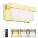 Battery Wall Sconce Gold Wall Light with On/Off Switch 8 inch LED Wall Lamp Acrylic Lampshade 3CCT Sconce Wall Lighting