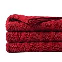 Battilo Christmas Dark Red Throw Blanket for Couch, Bed, Sofa, 51"x67", Woven Chenille Knit Throw Blankets, Gift Blanket, Cozy Warm Decorative Textured Throw Blanket for Living Room