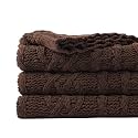 Battilo Dark Brown Throw Blanket for Couch, 51"x67", Cable Knit Blanket