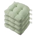 Battilo Kitchen Chair Cushions, 15.5"x15.5"x4", 4 Pack, Sage Green