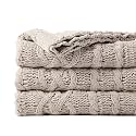Battilo Light Grey Throw Blanket for Couch, Woven Chenille Knit Throw Blanket Versatile for Chair, 51 x 67 Inch Super Soft Warm Decorative Blanket for Bed, Sofa and Living Room
