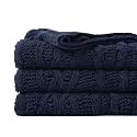 Battilo Navy BlueThrow Blanket for Couch, 51"x67", Textured Knit Blanket