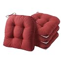 Battilo Seat Cushions for Kitchen Chairs, 15.5"x15.5"x4", 4 Pack, Red