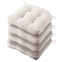 Battilo Waterproof Dining Chair Cushions Set of 4, 15.5"x15.5"x4", Beige