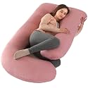 BATTOP Pregnancy Pillows for Sleeping- U Shaped Full Body Maternity Pillow, Pregnancy Pillow for Side Sleepers with Removable Cooling Cover, Supports Back, Hips, Belly &amp; Legs (Cooling Pink)
