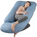 BATTOP Pregnancy Pillows for Sleeping- U Shaped Full Body Maternity Pillow, Pregnancy Pillow for Side Sleepers with Removable Cooling Cover, Supports Back, Hips, Belly &amp; Legs (Cooling Blue)
