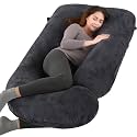 BATTOP Pregnancy Pillows for Sleeping- U Shaped Full Body Maternity Pillow, Pregnancy Pillow for Side Sleepers with Removable Cover, Supports Back, Hips, Belly &amp; Legs (Black)
