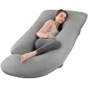BATTOP Pregnancy Pillows for Sleeping- U Shaped Full Body Maternity Pillow, Pregnancy Pillow for Side Sleepers with Removable Cooling Cover, Supports Back, Hips, Belly &amp; Legs (Cooling Grey)