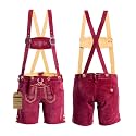BAVARIA TRACHTEN Authentic Lederhosen Women - Ladies Octoberfest Outfit - Damen Wurstfest Costume - Cherry Red