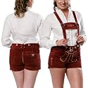 BAVARIA TRACHTEN Authentic Lederhosen Women - Ladies Octoberfest Outfit - Damen Wurstfest Costume - Cherry Red