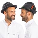 BAVARIA TRACHTEN German Hat for Oktoberfest, 100% Wool Felt Bavarian Hat Men, Bird Feather - Alpine Austrian Hats - Gray