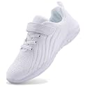 BAXINIER Girls White Cheer Shoes Lightweight Youth Cheerleading Sneakers Featuring Slip-Resistant Grip, Flexible Cushioning, and Arch Support for Dance and Training