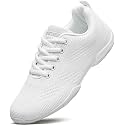 BAXINIER Girls White Cheer Shoes Lightweight Youth Cheerleading Sneakers Featuring Slip-Resistant Grip, Flexible Cushioning, and Arch Support for Dance and Training