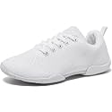BAXINIER Girls White Cheer Shoes Lightweight Youth Cheerleading Sneakers Featuring Slip-Resistant Grip, Flexible Cushioning, and Arch Support for Dance and Training