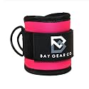 Bay Gear Co. Ankle Straps – Strong Hook and Loop System &amp; Neoprene Padded for Cable Machine Glute Workouts, Slick Black Stainless Steel D Ring, Adjustable Fit, Different Design, Single/Pair.