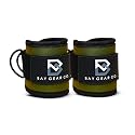 Bay Gear Co. Ankle Straps – Strong Hook and Loop System &amp; Neoprene Padded for Cable Machine Glute Workouts, Slick Black Stainless Steel D Ring, Adjustable Fit, Different Design, Single/Pair.