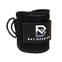 Bay Gear Co. Ankle Straps – Strong Hook and Loop System &amp; Neoprene Padded for Cable Machine Glute Workouts, Slick Black Stainless Steel D Ring, Adjustable Fit, Different Design, Single/Pair.
