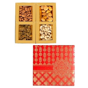 bay nut dry fruit gift box forrakhi assorted dryfruits gift hamper pack almonds apricot cashew nuts raisins 50gm each  gifting collection for any occasion 200 gm assorted design