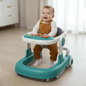 baybee 2 in 1 baby walker for kids with adjustable height amp wheel lock  activity push walker for baby with musical toy bar amp stopper  kids walker baby 6-18 months boy girl green
