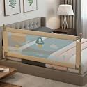 BAYBEE Baby Bed Rail Guard (150x63cm), Bedrail for Baby Toddlers Safety, Portable Kids Bedrail Safeguard Fence with Adjustable Height | Foldable Single Side Bed Protector for Newborn Babies (Beige)