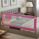 BAYBEE Baby Bed Rail Guard (150x63cm), Bedrail for Baby Toddlers Safety, Portable Kids Bedrail Safeguard Fence with Adjustable Height | Foldable Single Side Bed Protector for Newborn Babies (Pink)