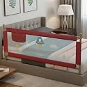 BAYBEE Baby Bed Rail Guard (150x63cm), Bedrail for Baby Toddlers Safety, Portable Kids Bedrail Safeguard Fence with Adjustable Height | Foldable Single Side Bed Protector for Newborn Babies (Red)