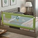 BAYBEE Baby Bed Rail Guard (150x63cm), Bedrail for Baby Toddlers Safety, Portable Kids Bedrail Safeguard Fence with Adjustable Height | Foldable Single Side Bed Protector for Newborn Babies (Green)