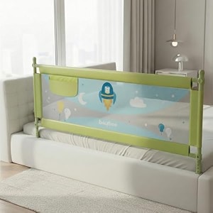 baybee baby bed rail guard 180x63cm bedrail for baby toddlers safety portable kids bedrail safeguard fence with adjustable height  foldable single side bed protector for newborn babies green
