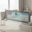 BAYBEE Baby Bed Rail Guard (180x63cm), Bedrail for Baby Toddlers Safety, Portable Kids Bedrail Safeguard Fence with Adjustable Height | Foldable Single Side Bed Protector for Newborn Babies (Grey)