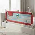 BAYBEE Baby Bed Rail Guard (180x63cm), Bedrail for Baby Toddlers Safety, Portable Kids Bedrail Safeguard Fence with Adjustable Height | Foldable Single Side Bed Protector for Newborn Babies (Red)