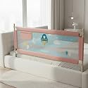 BAYBEE Baby Bed Rail Guard (180x63cm), Bedrail for Baby Toddlers Safety, Portable Kids Bedrail Safeguard Fence with Adjustable Height | Foldable Single Side Bed Protector for Newborn Babies (Pink)