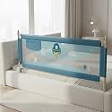 BAYBEE Baby Bed Rail Guard (180x63cm), Bedrail for Baby Toddlers Safety, Portable Kids Bedrail Safeguard Fence with Adjustable Height | Foldable Single Side Bed Protector for Newborn Babies (Blue)