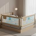 BAYBEE Baby Bed Rail Guard (180x63cm), Bedrail for Baby Toddlers Safety, Portable Kids Bedrail Safeguard Fence with Adjustable Height | Foldable Single Side Bed Protector for Newborn Babies (Beige)