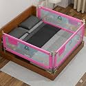 BAYBEE Baby Bed Rails Guard (150x63 cm), Bedrail for Baby Kids Safety, Portable Bed Rail Falling Protector Fence with Adjustable Height, Foldable Bed Rails for Newborn, Pack of 3, (Pink)