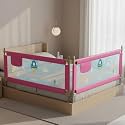 BAYBEE Baby Bed Rails Guard (150x63 cm), Bedrail for Baby Kids Safety, Portable Bed Rail Falling Protector Fence with Adjustable Height, Foldable Bed Rails for Newborn, Pack of 2, (Pink)