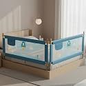 BAYBEE Baby Bed Rail Guard (150x63cm), Bedrail for Baby Toddlers Safety, Portable Kids Bedrail Safeguard Fence with Adjustable Height | Foldable Single Side Bed Protector for Newborn Babies (Beige)