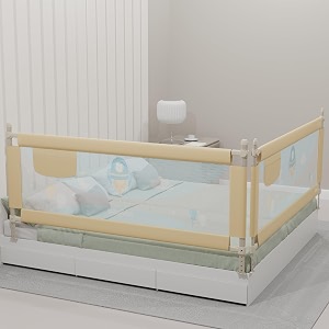 baybee baby bed rails guard 180x63 cm bedrail for baby kids safety portable bed rail falling protector fence with adjustable height foldable bed rails for newborn baby kids pack of 2 beige