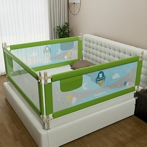 baybee baby bed rail guard 180x63cm bedrail for baby toddlers safety portable kids bedrail safeguard fence with adjustable height  foldable single side bed protector for newborn babies green