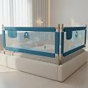 BAYBEE Baby Bed Rails Guard (180x63 cm) Bedrail for Baby Kids Safety, Portable Bed Rail Falling Protector Fence with Adjustable Height, Foldable Beds Rail for New Born Babies, Pack of 2, (Blue)