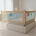 BAYBEE Baby Bed Rails Guard (180x63 cm), Bedrail for Baby Kids Safety, Portable Bed Rail Falling Protector Fence with Adjustable Height, Foldable Bed Rails for Newborn Baby Kids, Pack of 2, (Beige)