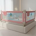 BAYBEE Baby Bed Rails Guard (180x63 cm), Bedrail for Baby Kids Safety, Portable Bed Rail Falling Protector Fence with Adjustable Height, Foldable Bed Rails for Newborn, Pack of 2, (Pink)