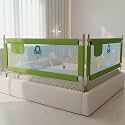 BAYBEE Baby Bed Rails Guard (180x63 cm), Bedrail for Baby Kids Safety, Portable Bed Rail Falling Protector Fence with Adjustable Height, Foldable Bed Rails for Newborn, Pack of 2, (Green)