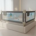 BAYBEE Baby Bed Rails Guard (180x63 cm), Bedrail for Baby Kids Safety, Portable Bed Rail Falling Protector Fence with Adjustable Height, Foldable Bed Rails for Newborn, Pack of 2, (Grey)