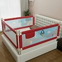 BAYBEE Baby Bed Rails Guard (180x63 cm), Bedrail for Baby Kids Safety, Portable Bed Rail Falling Protector Fence with Adjustable Height, Foldable Bed Rails for Newborn, Pack of 3, (Red)