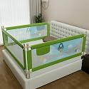 BAYBEE Baby Bed Rail Guard (180x63cm), Bedrail for Baby Toddlers Safety, Portable Kids Bedrail Safeguard Fence with Adjustable Height | Foldable Single Side Bed Protector for Newborn Babies (Green)