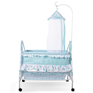 baybee baby swing cradle for newborn baby infant baby cradle jhula palna for baby with mosquito net amp wheels  baby swing cot  baby cradle for newborn babies 0 to 12 months boys girls blue