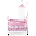 BAYBEE Clora Baby Cradle and Swing with Mosquito Net | Jhula Palna for Newborns | 360° Rotating Lockable Wheels & Storage Basket (Enhant Pink 2)
