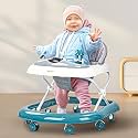 Baybee Bumble Foldable Round Kids Walker with 3 Height Adjustable &amp; Musical Toy Tray | Portable Baby Standing Walker for Boys &amp; Girls 6-18 Months (Green)