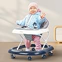 Baybee Bumble Foldable Round Kids Walker with 3 Height Adjustable Musical Toy Tray | Activity Walker for Babies 6-18 Months Boys Girls (Dark Blue)
